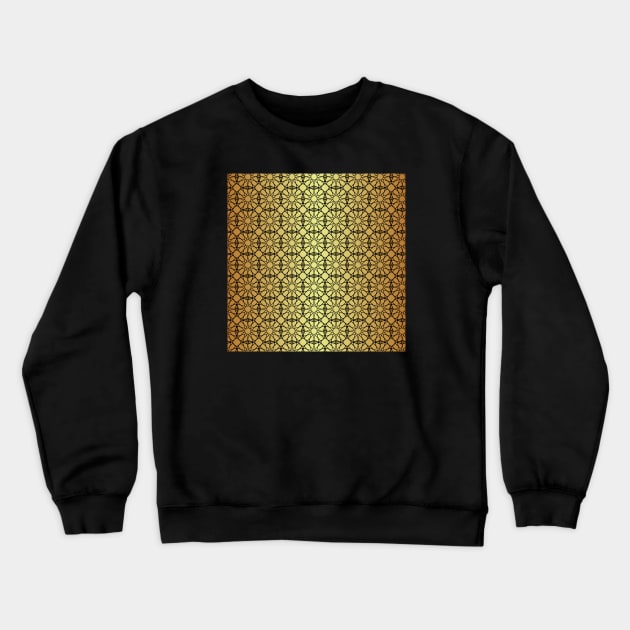 Black Islamic Geometric Pattern Stars on Golden Background Crewneck Sweatshirt by Tilila